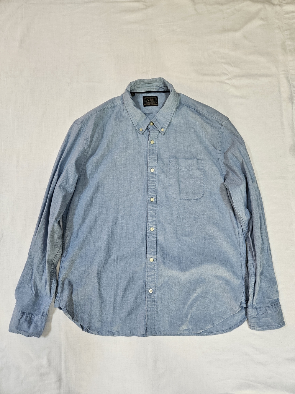 Men's Jachs Light Blue Button-Down Cotton Chambray Denim Shirt